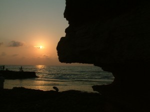 sunset from pink rocks